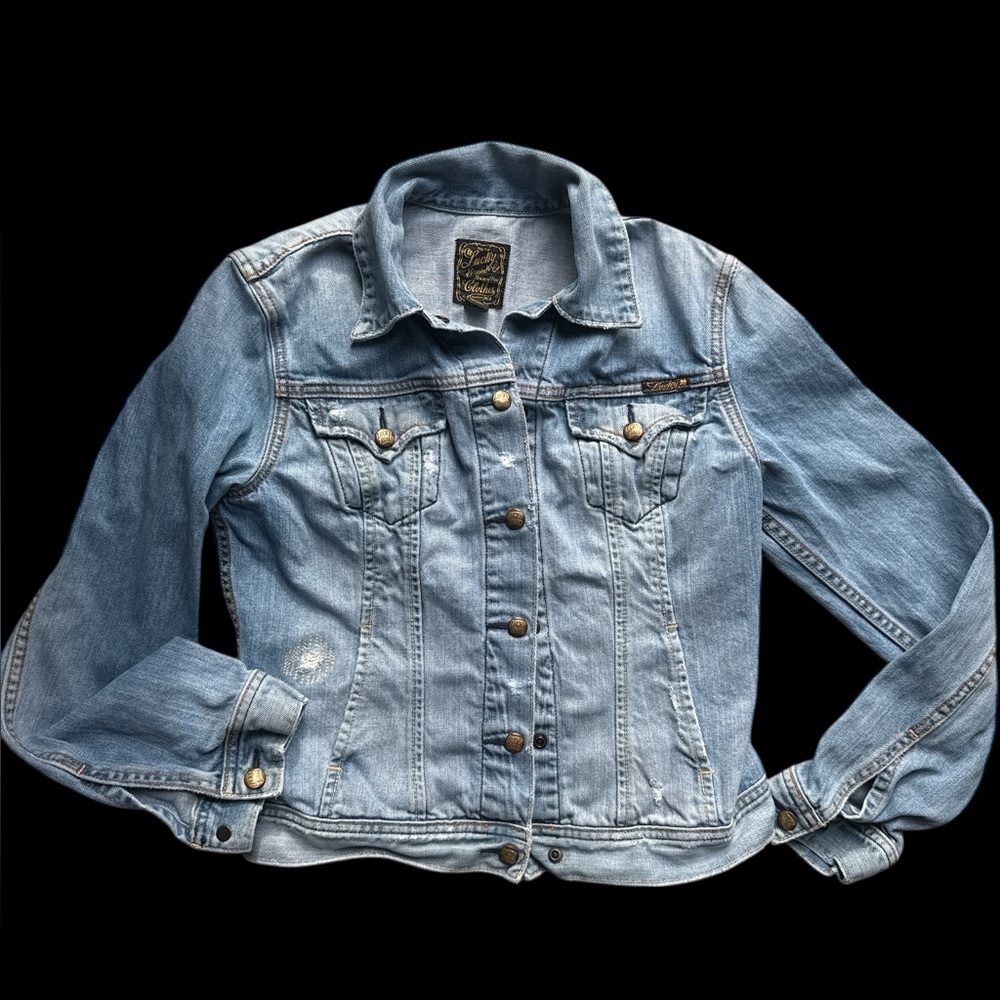 vintage lucky brand jeans, house of fire size small Classic Denim Jacket distres
